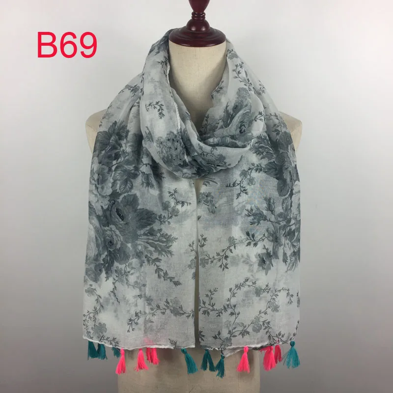 2018 цветочный принт Хиджаб Женский модный весенний большой размер хлопок вуаль