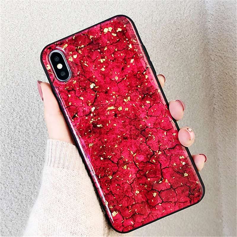 Красный Мрамор золото Фольга задняя крышка для Xiaomi mi 5X 6X A1 A2 8 Lite 9 SE Red mi 6 Pro 6A 6 Note 4 5 7 6 iPad Pro 5A S2 go мягкий чехол из силикона - Цвет: Красный