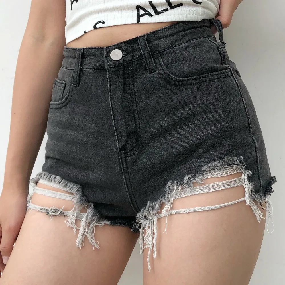 

Washed Denim Shorts High Waist Ripped Jeans Short For Women Sexy Slim Destroyed Mom Jeans Korean Casual Summer Large Plus Size