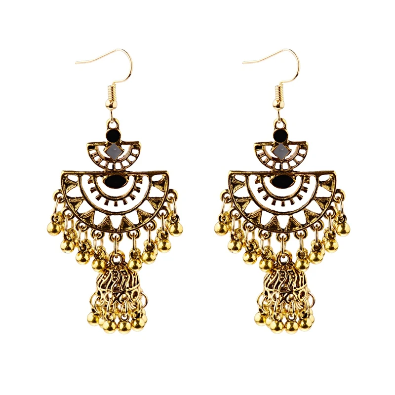 073-1 DOUVEI капли воды турецкие винтажные Jhumka висячие серьги женские серебряные золотые колокольчики кисточкой этнические индийские турецкие ювелирные изделия Bijoux - Окраска металла: 073-1