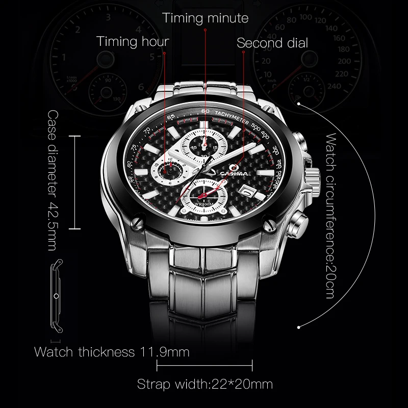 CASIMA мужские часы Chronograp спортивные модные 100 м водонепроницаемые военные кварцевые наручные часы для ныряльщика мужские часы saat Relogio Masculino