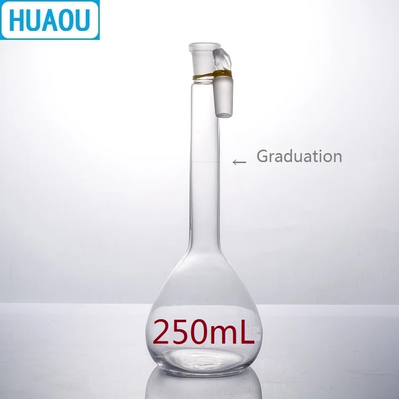 

HUAOU 250mL Volumetric Flask Class A Neutral Glass with one Graduation Mark and Glass Stopper Laboratory Chemistry Equipment