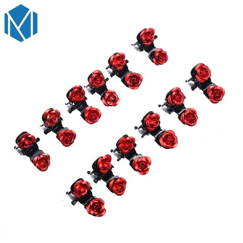 red M MISM, Новое поступление, 12 шт./набор, для девочек, мини-заколка для волос, милая Роза, заколки для волос, милые, сделай сам, для волос, красочные, простые, трендовые аксессуары для волос - Цвет: red