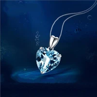 trendy female silver plated clavicle necklace for women jewelry top quality crystal heart pendant necklace girl wedding bijou