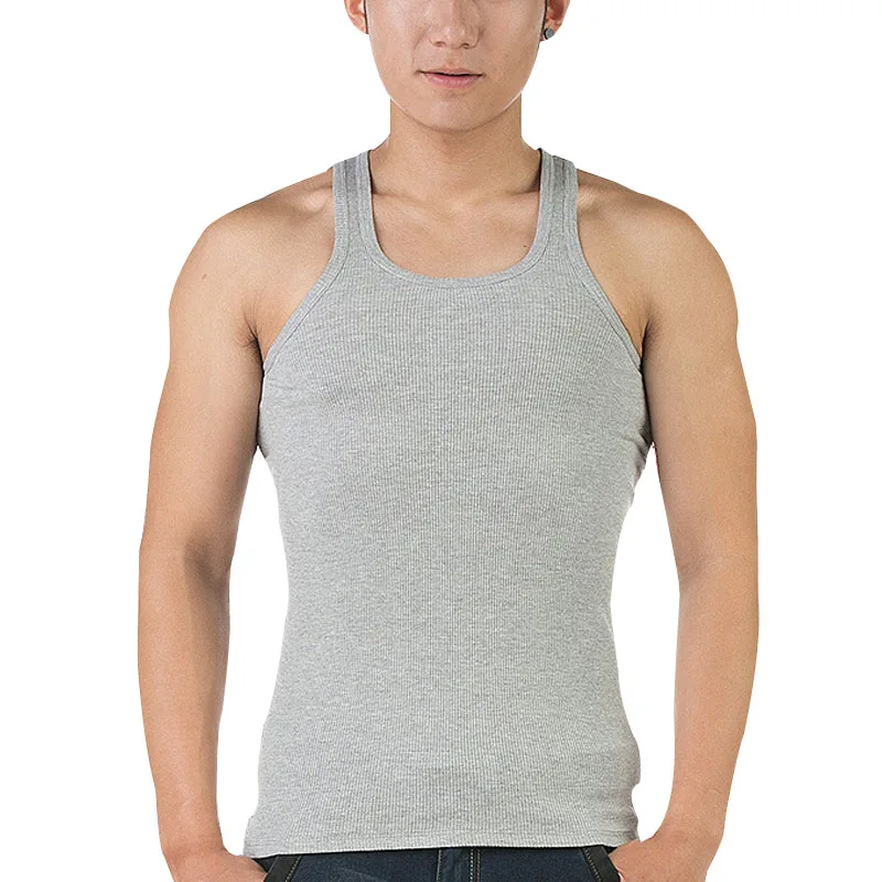 Летняя мужская жилетка однотонная с u вырезом без рукавов FDC99|Майки| |