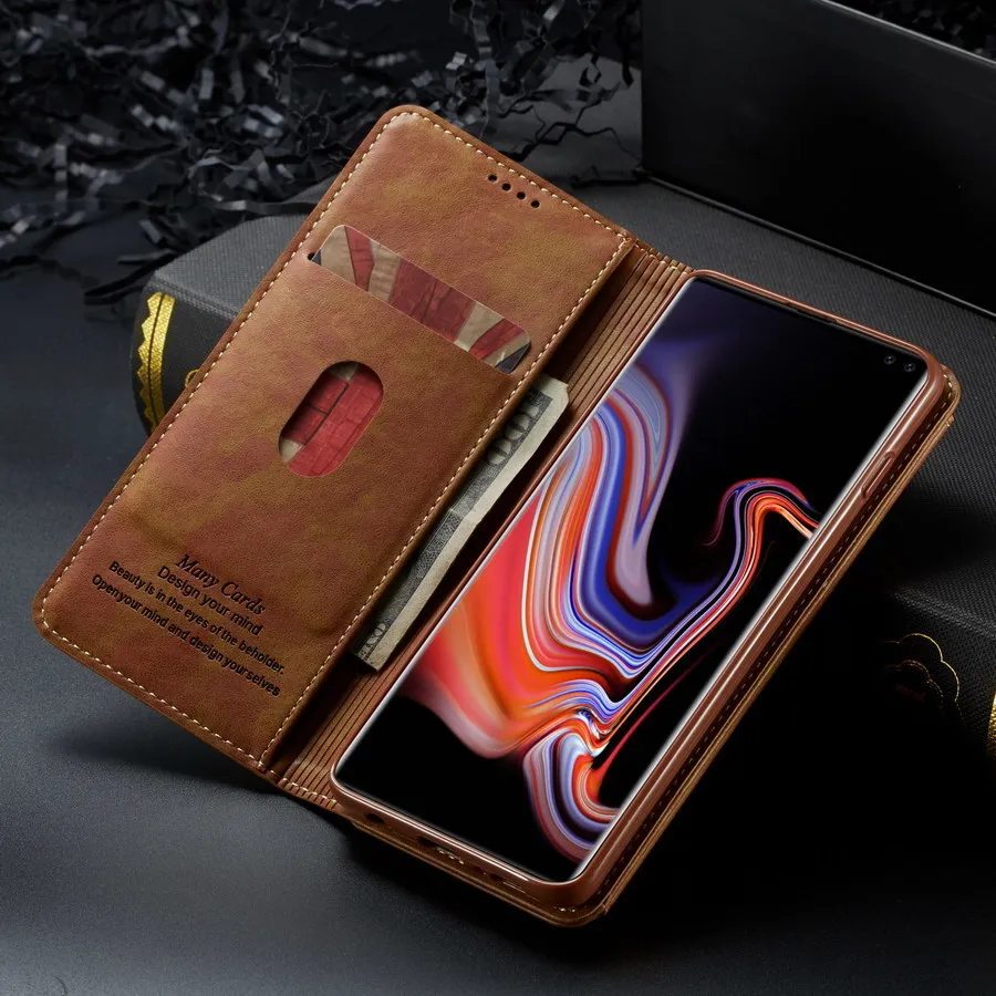Чехол для Samsung Galaxy S9/S10 Plus/S10e Роскошный кожаный бумажник с держателем карт полная