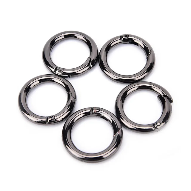 black 5 Pcs Circle Round Carabiner Hook Keyring Buckle 28mm Snap Clips Keychain - Цвет: black
