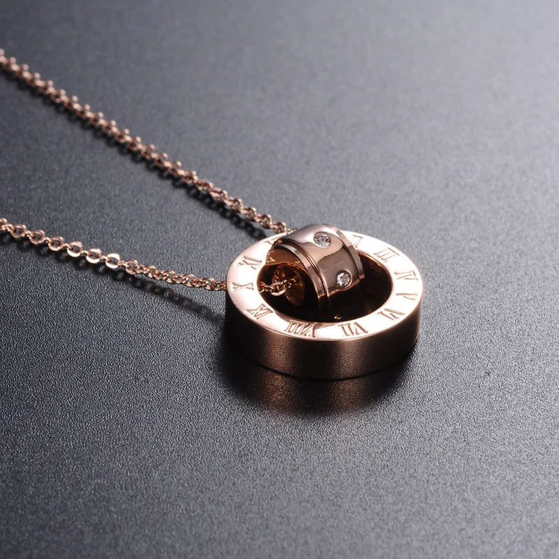 Wonlife Макси Цепочки и ожерелья Для женщин jewelry Винтаж Рим Титан Сталь Кристалл Rosegold