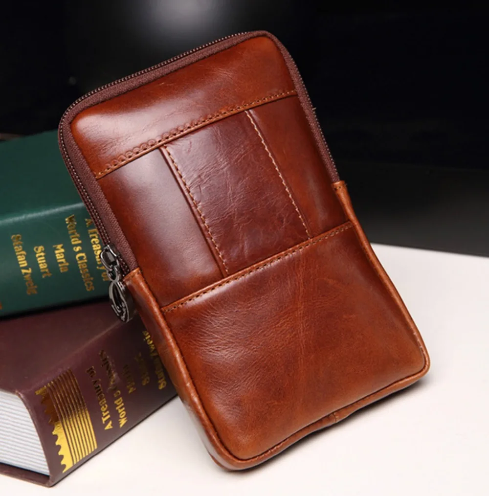 Поясная Сумка из натуральной кожи для мужчин винтажный поясной ремень