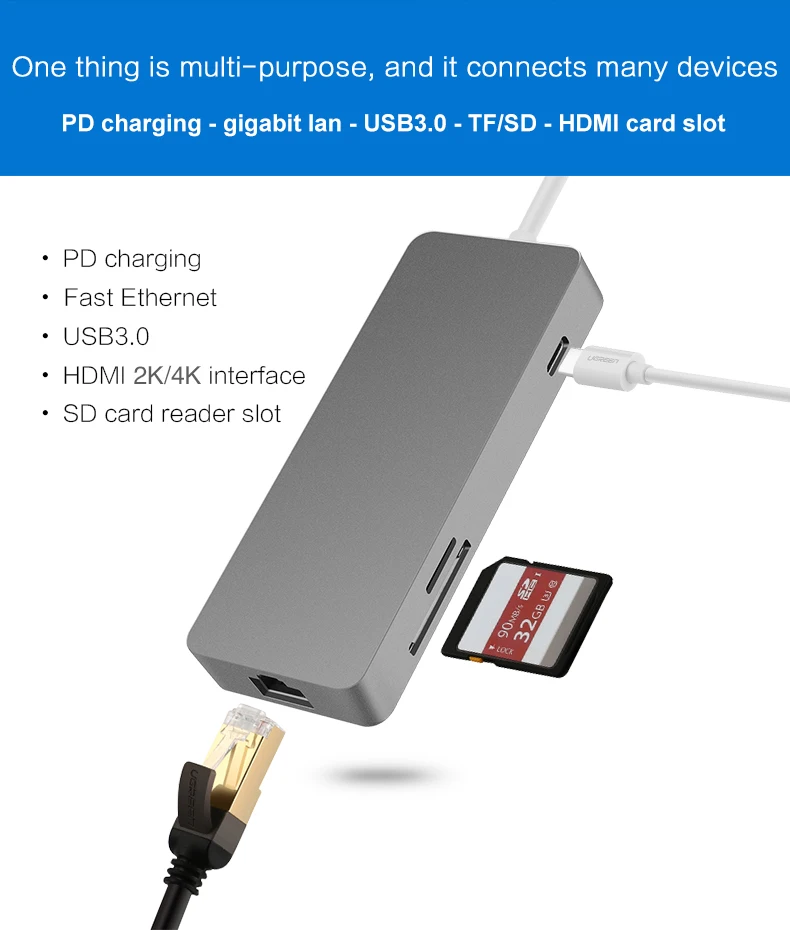 Usb type c thunderbolt 3 Док Станция hdmi ethernet rj45 концентратор адаптер многопортовый usb3.0 usb