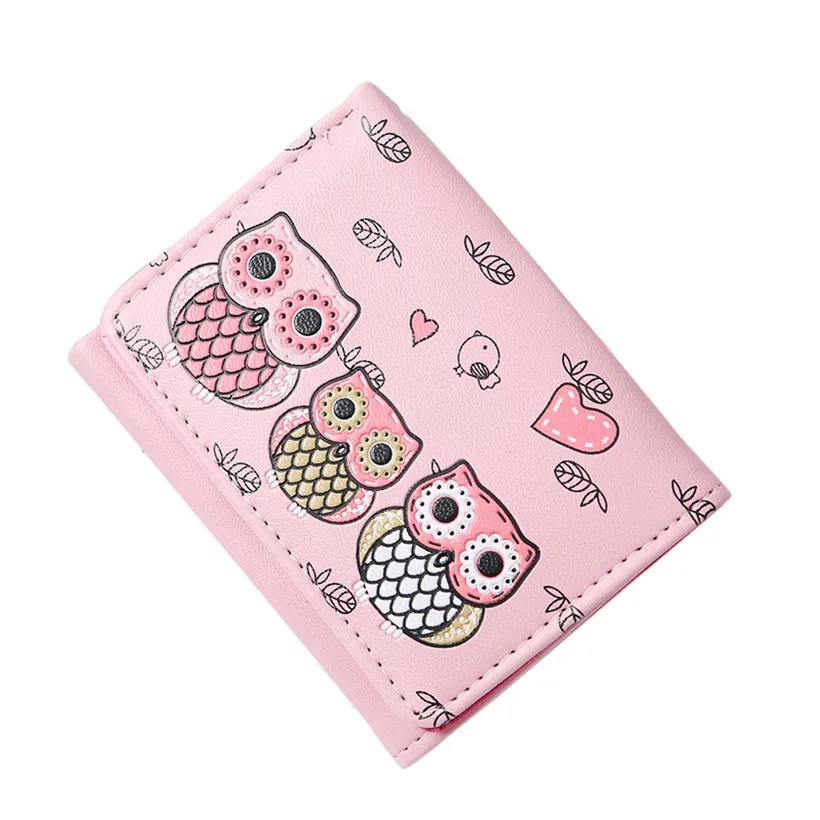 Женский кошелек с рисунком совы короткий маленькой сумкой симпатичными