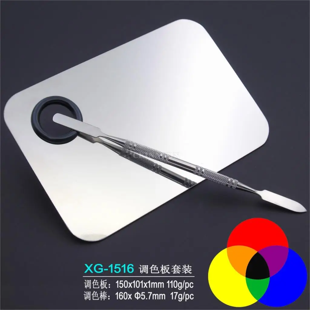 

200Sets Clear Manicure Palette Set Stainless Steel Mixing Spatula Nail Art Gel Palette
