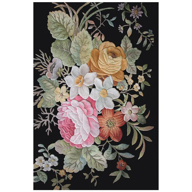 Ковер в европейском и американском стиле из 100% шерсти с цветочным рисунком для