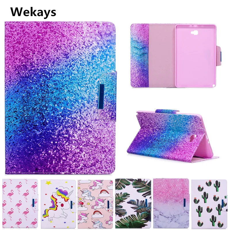 Чехол Wekays для samsung Galaxy Tab A 6, A6, 10,1, P580, P585, милый мультяшный фламинго, единорог, PU кожаный флип-чехол, Fundas Capa