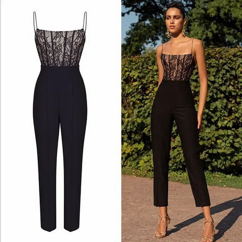 

Womens Summer Jumpsuit Sleeveless Slim Party Straight Leg Long Trousers Romper
