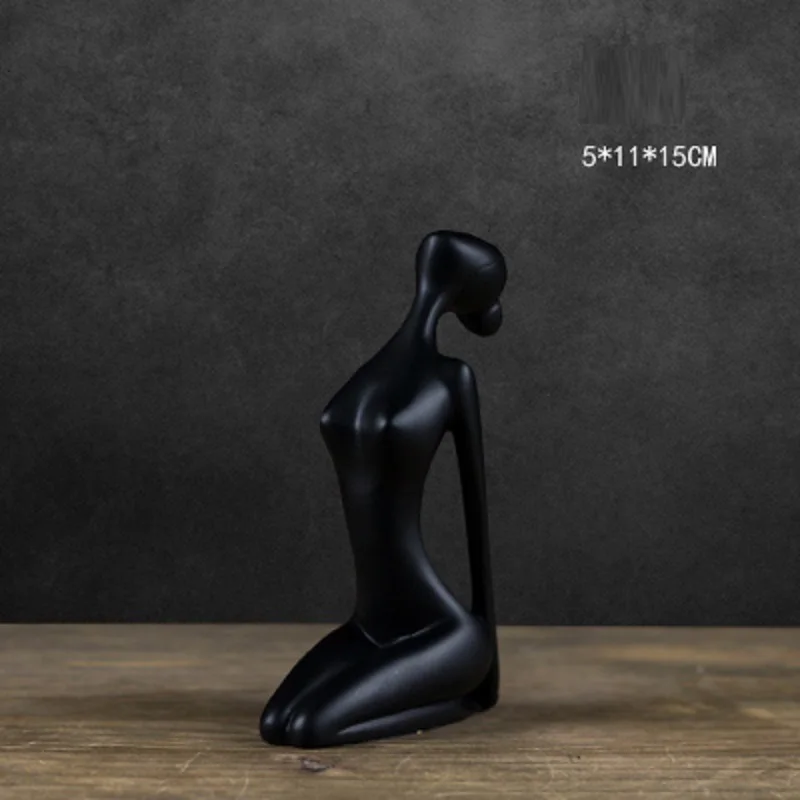 Белый Белый/черный скульптура абстрактная нордическая современная простая креативная йога девушка декоративные изделия из полимера креативная домашняя мебель L3152 - Цвет: Белый