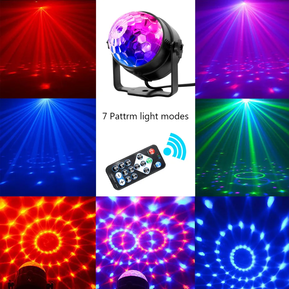 7 цветов диско шар для диджеев светодиодный сценический эффект 3 Вт LED RGB