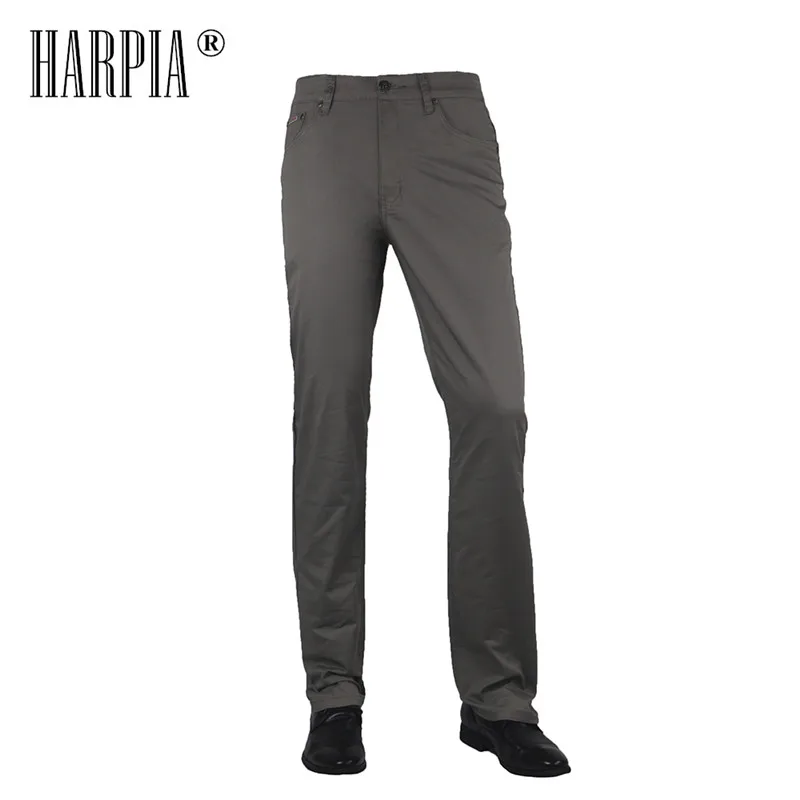 Gray-brown Pants Harpia/брендовые классические мужские брюки новые летние хлопковые однотонные прямые повседневные длинные брюки больших размеров, средняя талия, тонкие мужские брюки - Цвет: Gray-brown Pants