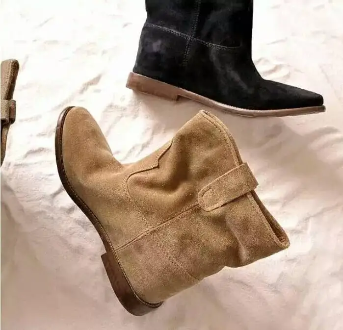 

Top Qulity Beige Coffee Black Suede Chelsea Boots Elastic Patchwork Woman Motorcycle Ankle Boots Cowboy Casual Shoes Free Ship