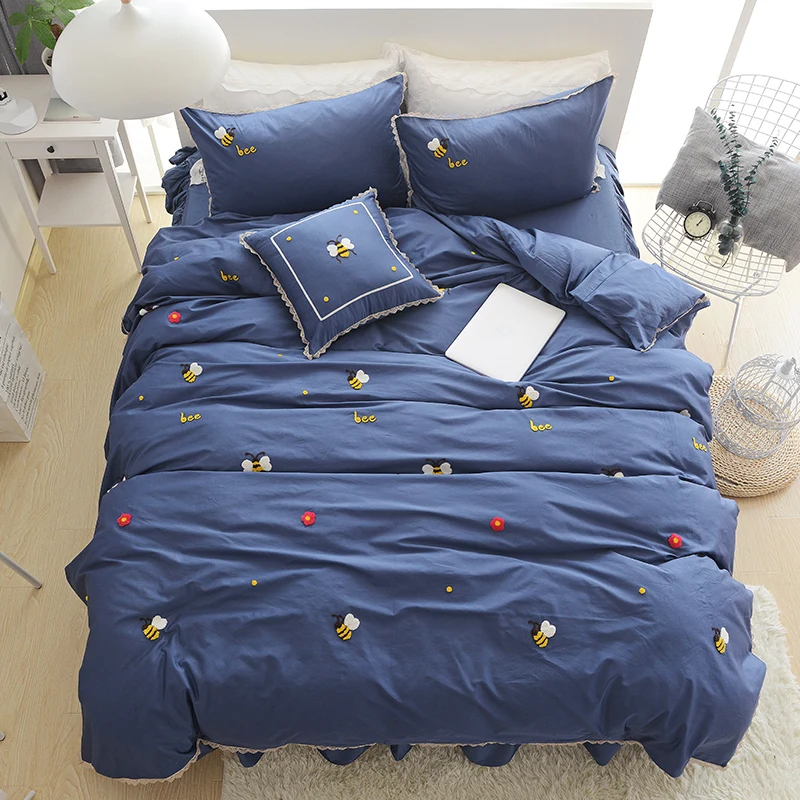 Набор постельного белья с вышивкой в виде пчелы набор пододеяльников простыни