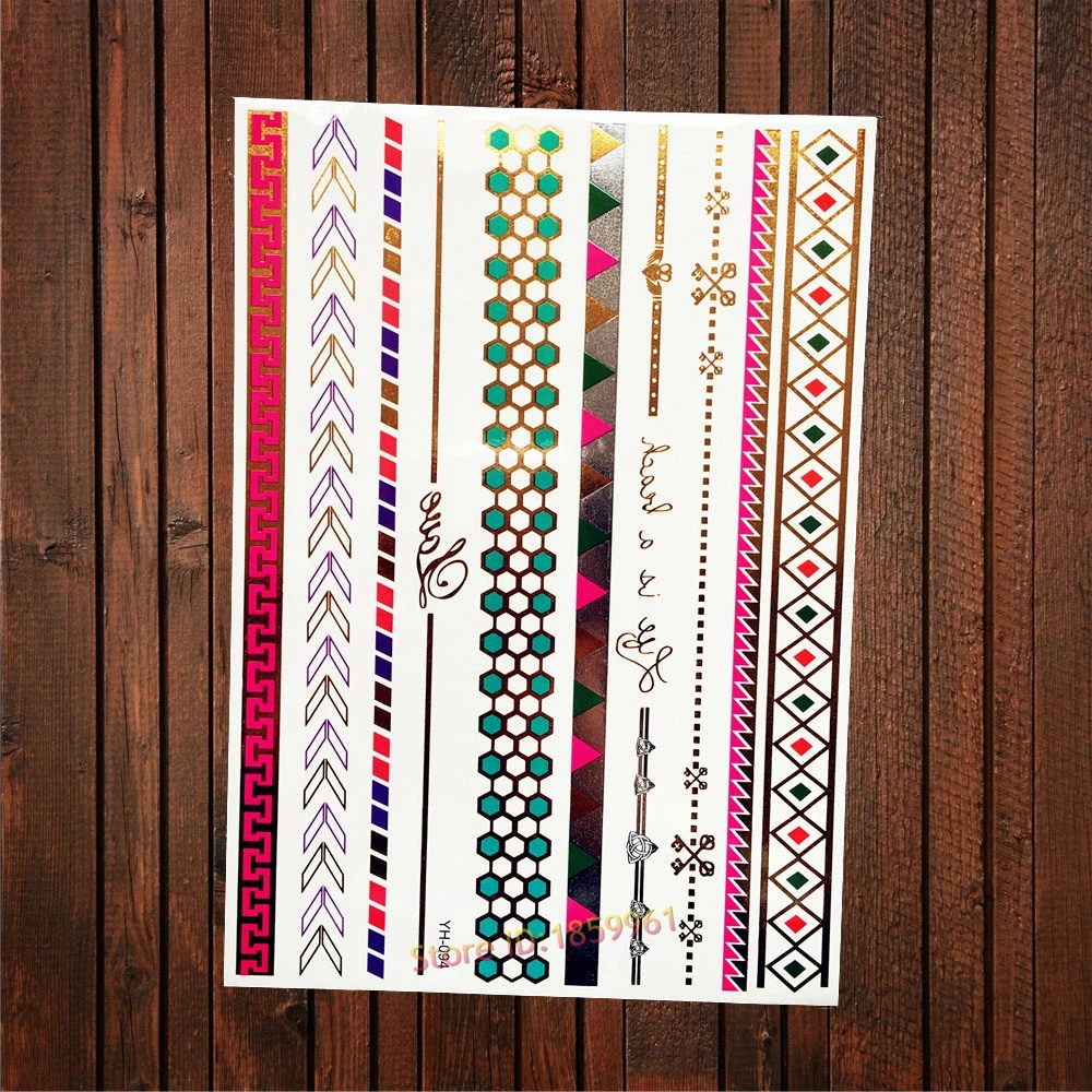 Сексуальные золотые розовые металлические татуировки сетка браслет из