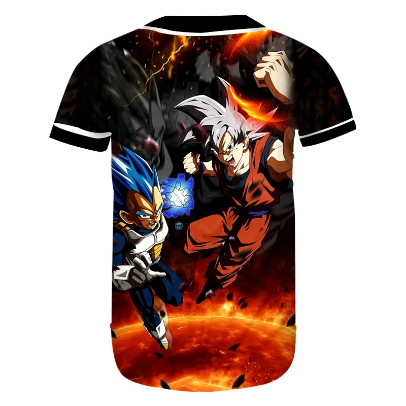 OGKB Dropshipping Women's Button Tshirt Funny Print Vegeta And Son 3D Baseball Uniform Shirts Short Sleeve V Neck Tees Shirt | Женская