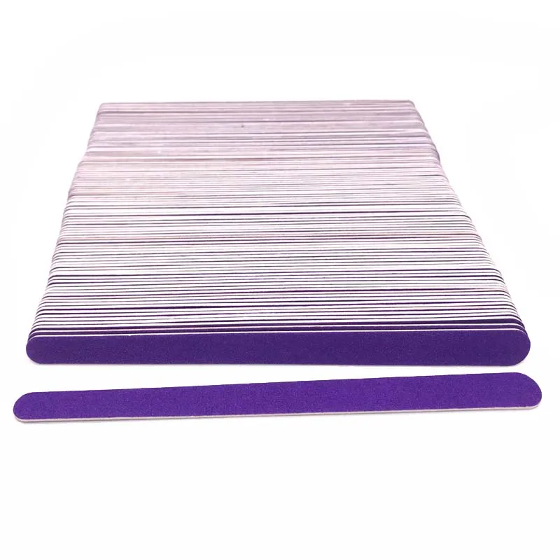 100 Pcs/Lot Wood Nail File Manicure Pedicure Buffer Sanding Files Crescent Purple Sandpaper 180/240 Grit Nail Art Salon Tools - Цвет: Purple