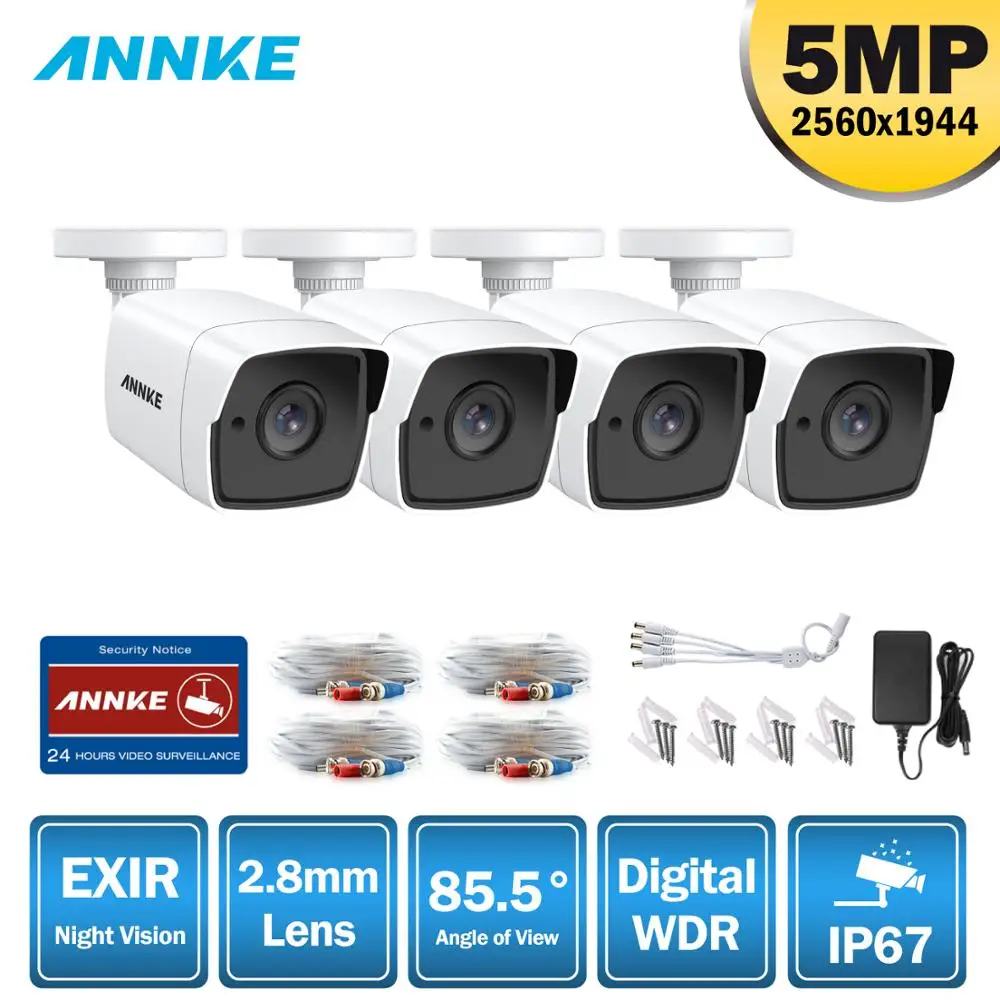 ANNKE 4X Ультра HD 5MP камера TVI CCTV наружная Всепогодная белая охранная система