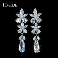 umode for party and wedding flower pure cz cubic zirconia dangling earring ue0024