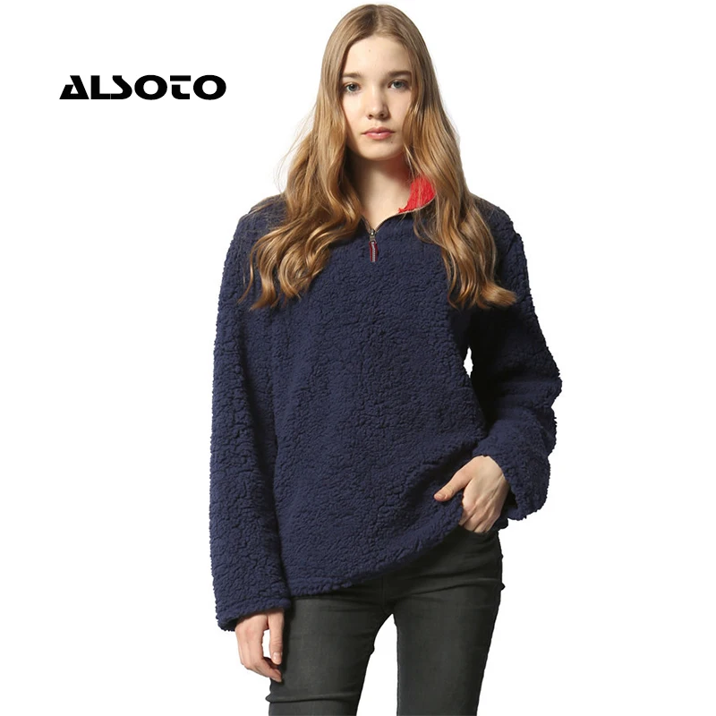 ALSOTO для женщин толстовки с капюшоном женские модный теплый пуловер длинным