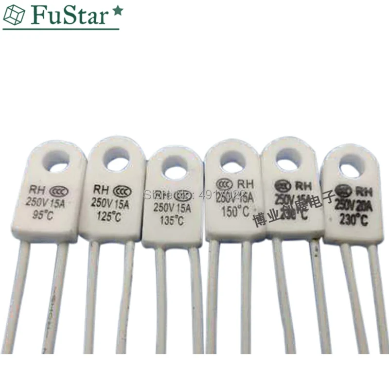 5 шт. RH/Tf 95 115 125 130 135 150 180 230 градусов Цельсия 15A 250V Температура предохранитель тепловые звенья со Температура протектор