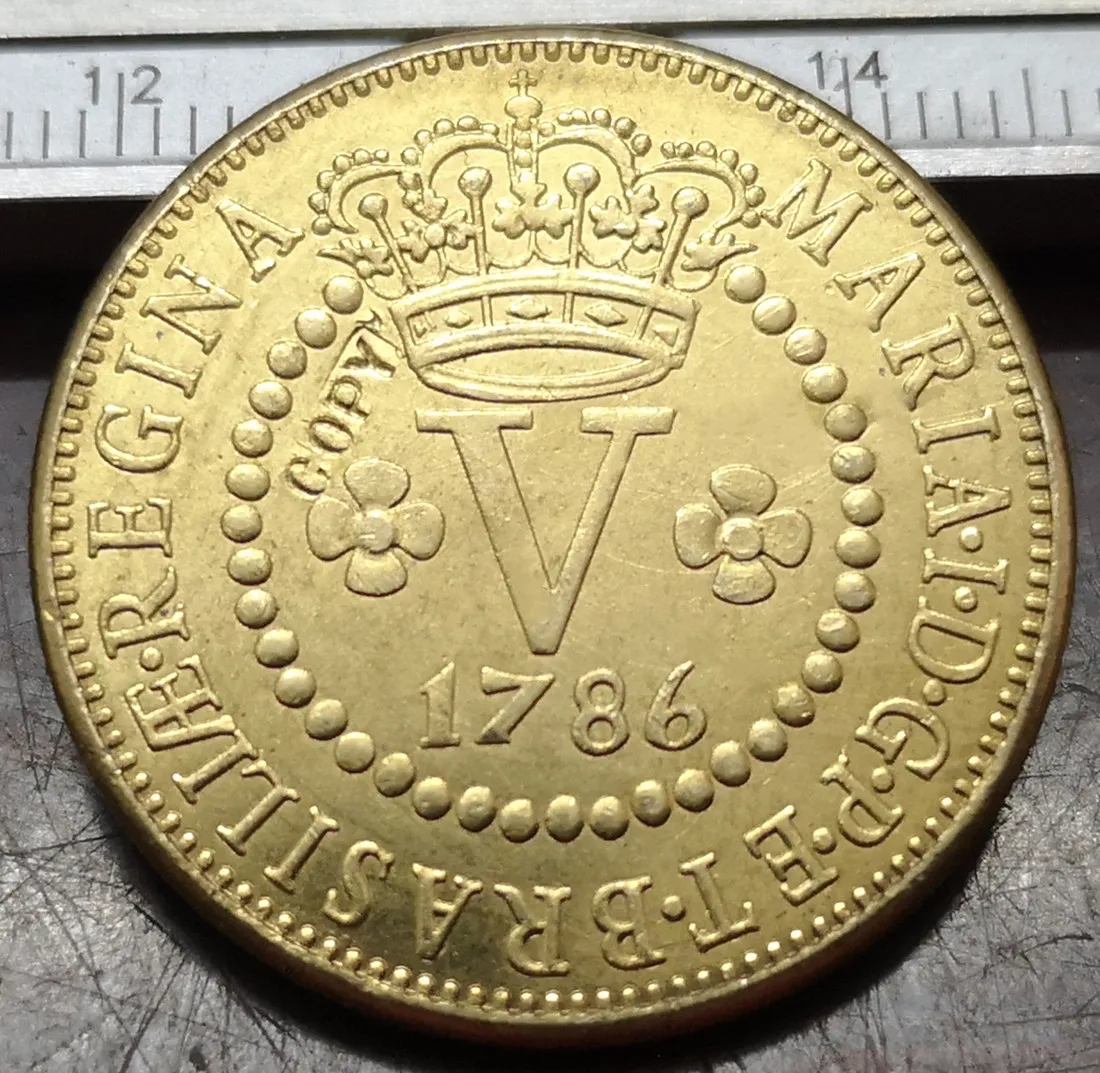 Медная копия монеты Мариа I Бразилия 1786 5|coin coins|coin copycoin brazil |