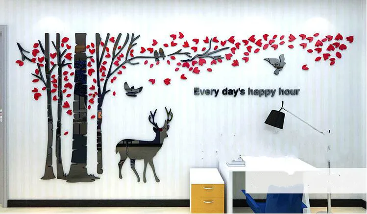 3D акриловые наклейки на стену Дерево гостиная диван ТВ фон настенные Стикеры для