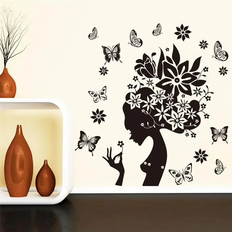 hot sell flowers fairy wall stickers tv background room decorations 2175. diy home decals removable mural art print posters 3.5 | Дом и сад