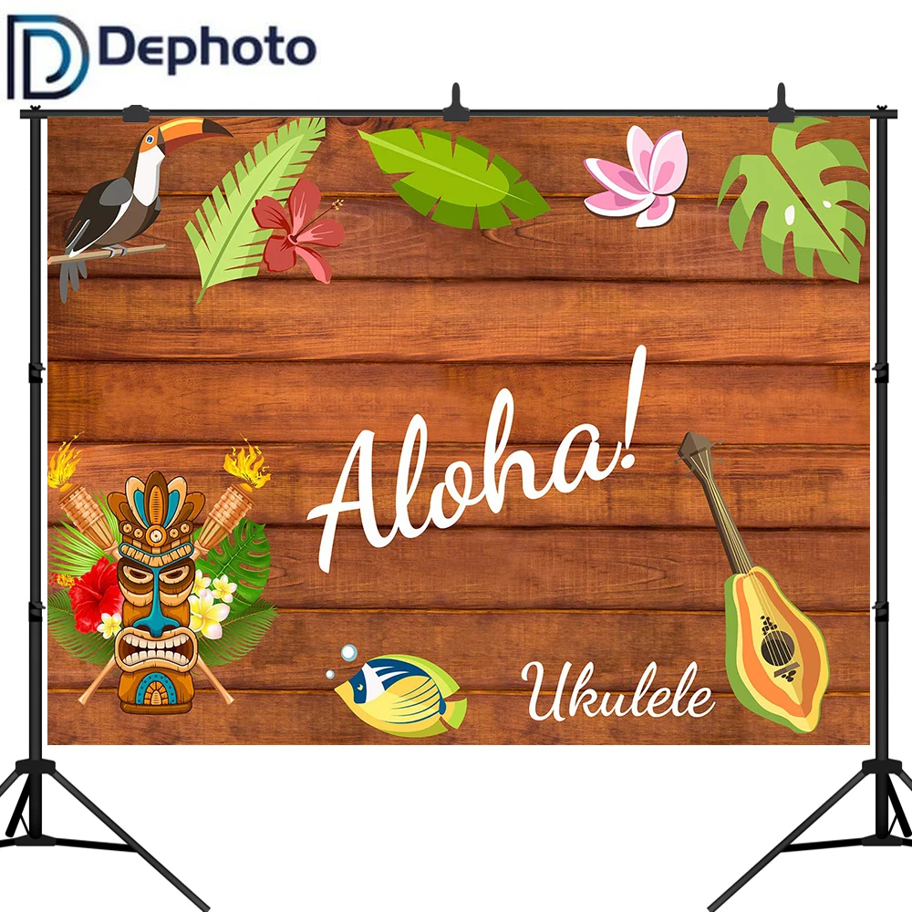 DePhoto Photo Background Aloha Tiki Mask Luau вечерние тропические фоны для фотостудии Photobooth Shoot