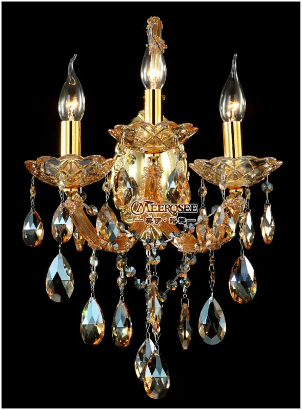 

3 Lights Maria Theresa Crystal Wall Light Modern Luxurious Amber Crystal Sconces Light Fixture E14 Bulb for Aisle Corridor Porch
