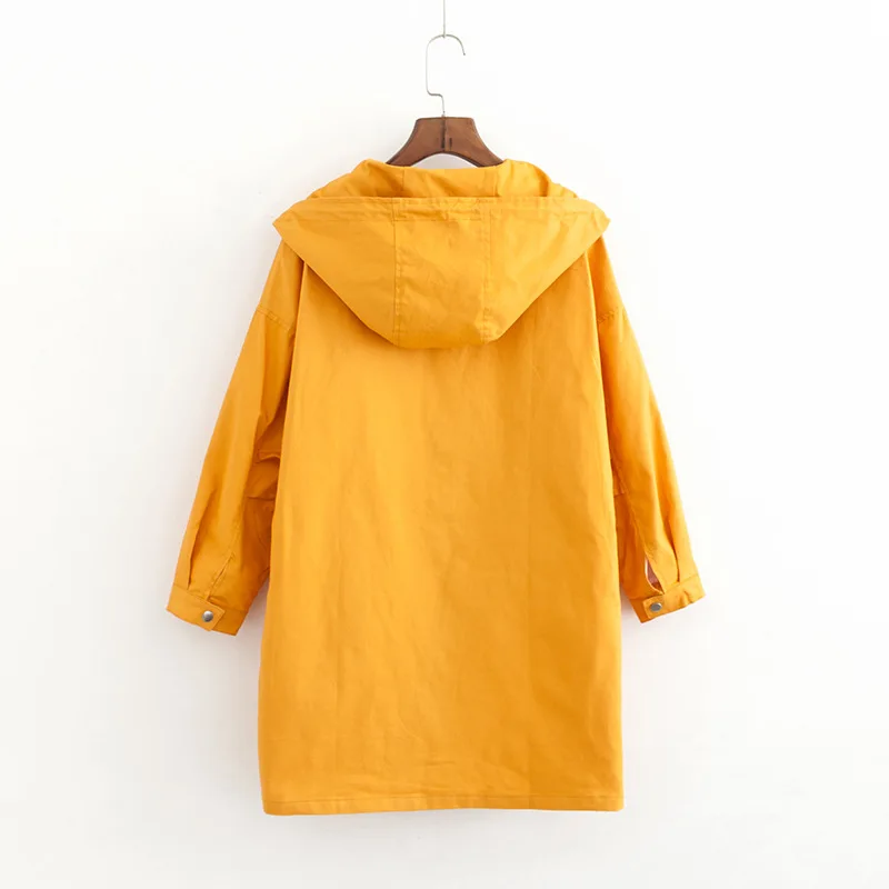 Тренч Женский Повседневный свободный с длинным рукавом из хлопка на весну