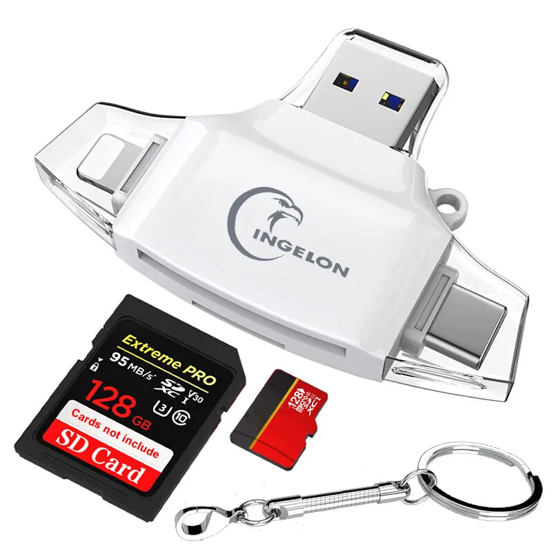 Lector de tarjetas SD 4 en 1, accesorios para portátil, Adaptador de tarjeta de memoria para ordenador, Adaptador inteligente USB C para iPhone