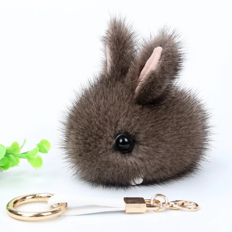 

Cute Bunny Keychain Mink Fur Pom Pom Ball Keychain Women Bag Pendant Pretty Chic Handmade Charm Keyring Boutique Gift