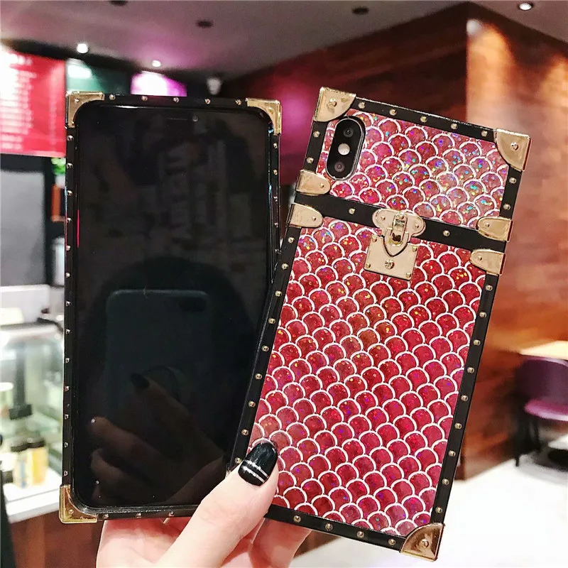 Ourdeals стильный квадратный цветной рыбный чешуи чехол для телефона iphone XS MAX XR X 8 7 6 6s