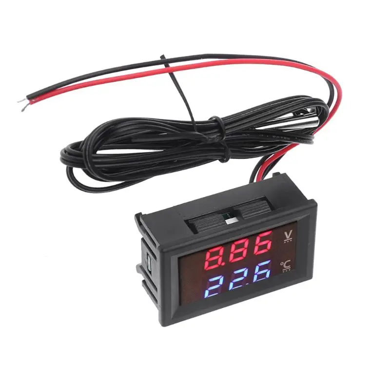 Medidor de temperatura automotiva voltímetro, 12v 24v com display de led