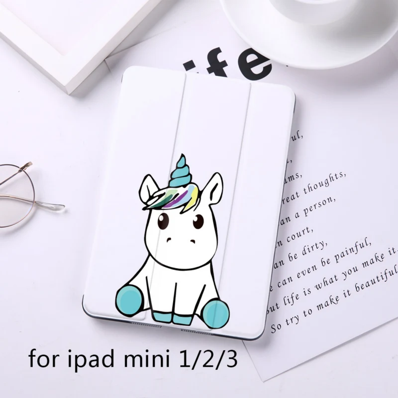 B200063-mini123 Cartoon Cute Unicorn Magnet Flip Cover For Apple iPad 9.7" Case For iPad Air 2 Mini2 PU Leather Tablet Folding Folio Case - Цвет: B200063-mini123