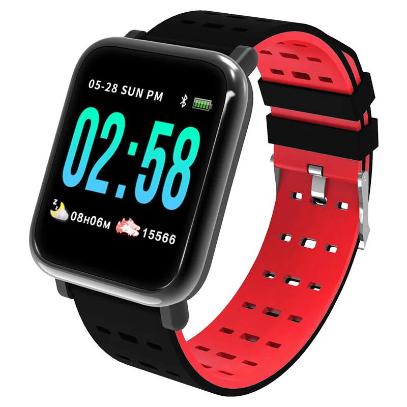 SmartBand Red Умный Браслет A6, водонепроницаемый шагомер, фитнес-трекер, пульсометр, кровяное давление, часы для мужчин и женщин, браслет для отслеживания активности - Цвет: SmartBand Red