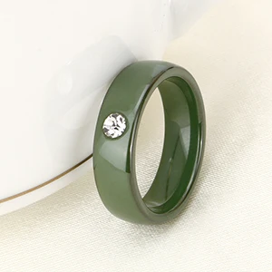 Розовые керамические кольца для женщин, кольца из керамики, s Bling CZ Stone, керамические обручальные кольца, ювелирные изделия для костюма - Цвет основного камня: Green