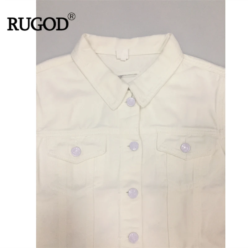 Женские джинсовые куртки RUGOD винтажные свободные белого цвета с вышивкой на
