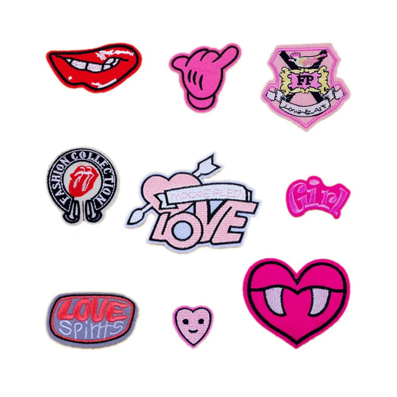 Милые розовые Пластыри для девочек с сердечками губами язычками утюгом или