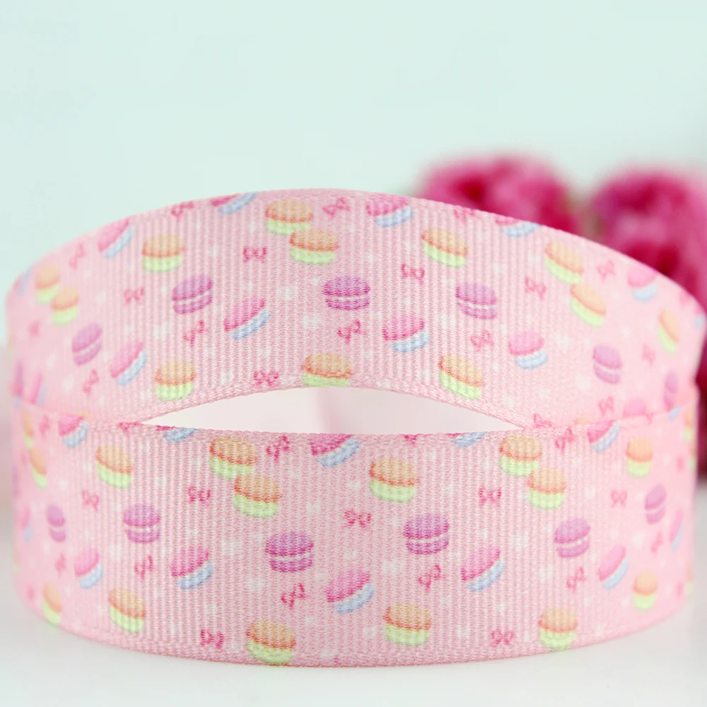 

NEW 20 yards pink macarons printed grosgrain ribbon polyester webbing diy bow wedding decorative ribbons