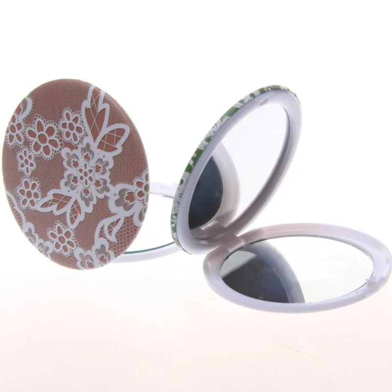 6 75mm Exquisite plastic foldable pocket mirror round shape Portable makeup flowers design Cosmetic mirrors | Красота и здоровье