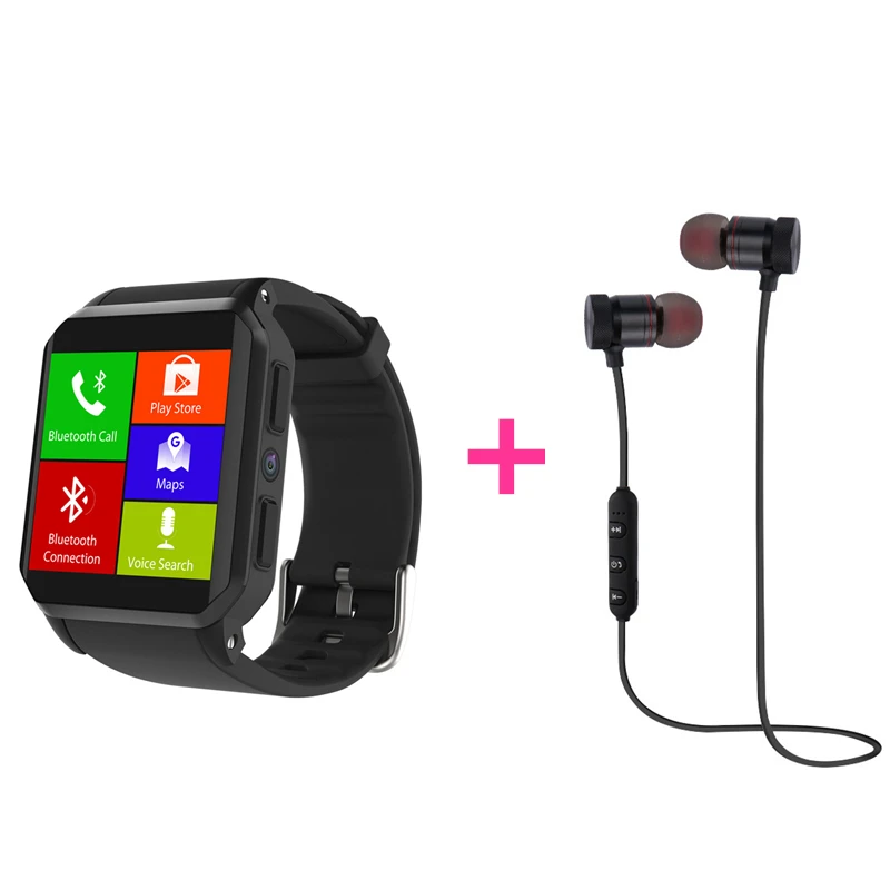 black add earphone Смарт-часы KingWear KW06, ОС Android 5,1, 512 ГБ ОЗУ, 8 Гб ПЗУ, четырехъядерный процессор MTK6580, 3G, gps, WiFi, наручные часы, шагомер, часы - Цвет: black add earphone