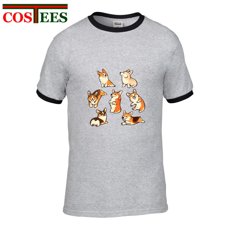 Мужские футболки топы хипстерская безрукавка Kawaii Jolly Corgi футболка для мужчин